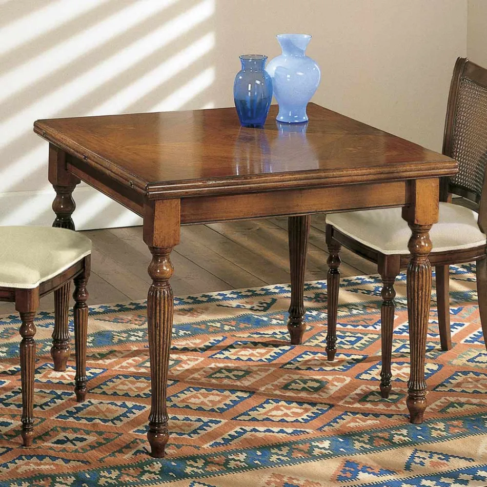 Rozkládací stůl a 2 židle z patinovaného ořechu Made in Italy - Biotit Viadurini