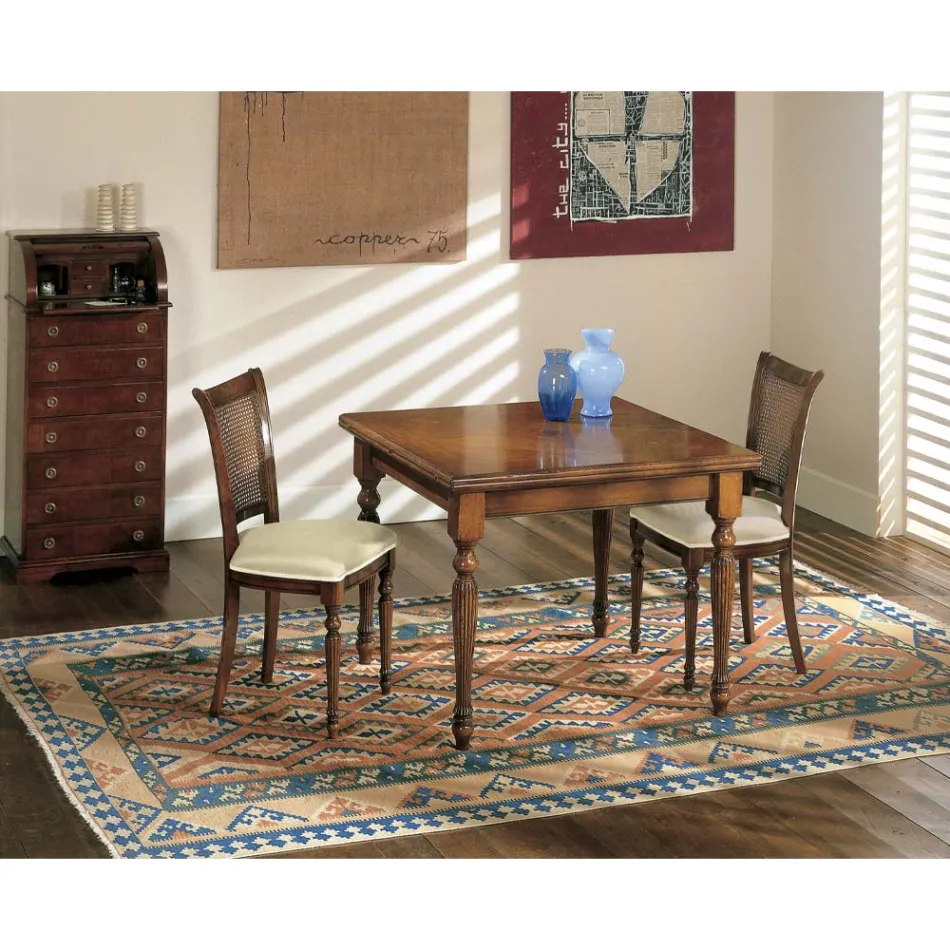 Rozkládací stůl a 2 židle z patinovaného ořechu Made in Italy - Biotit Viadurini