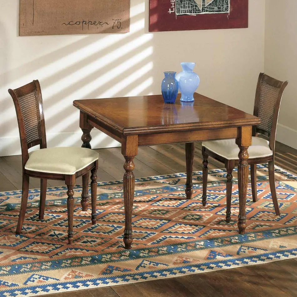 Rozkládací stůl a 2 židle z patinovaného ořechu Made in Italy - Biotit Viadurini