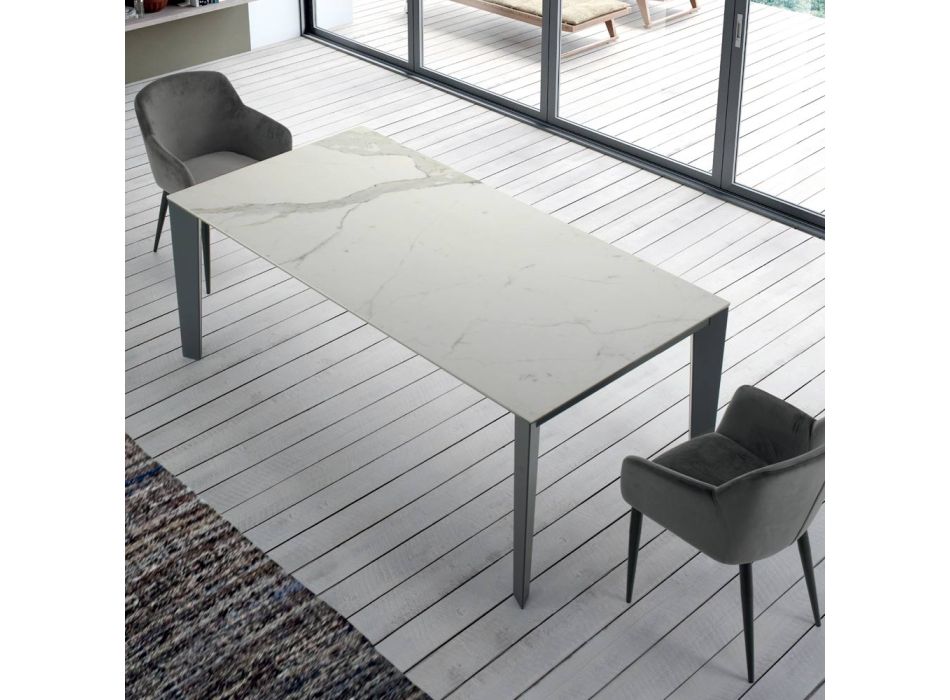 Rozkládací stůl až na 14 sedadel z keramiky a oceli Vyrobeno v Itálii – 70. léta Viadurini