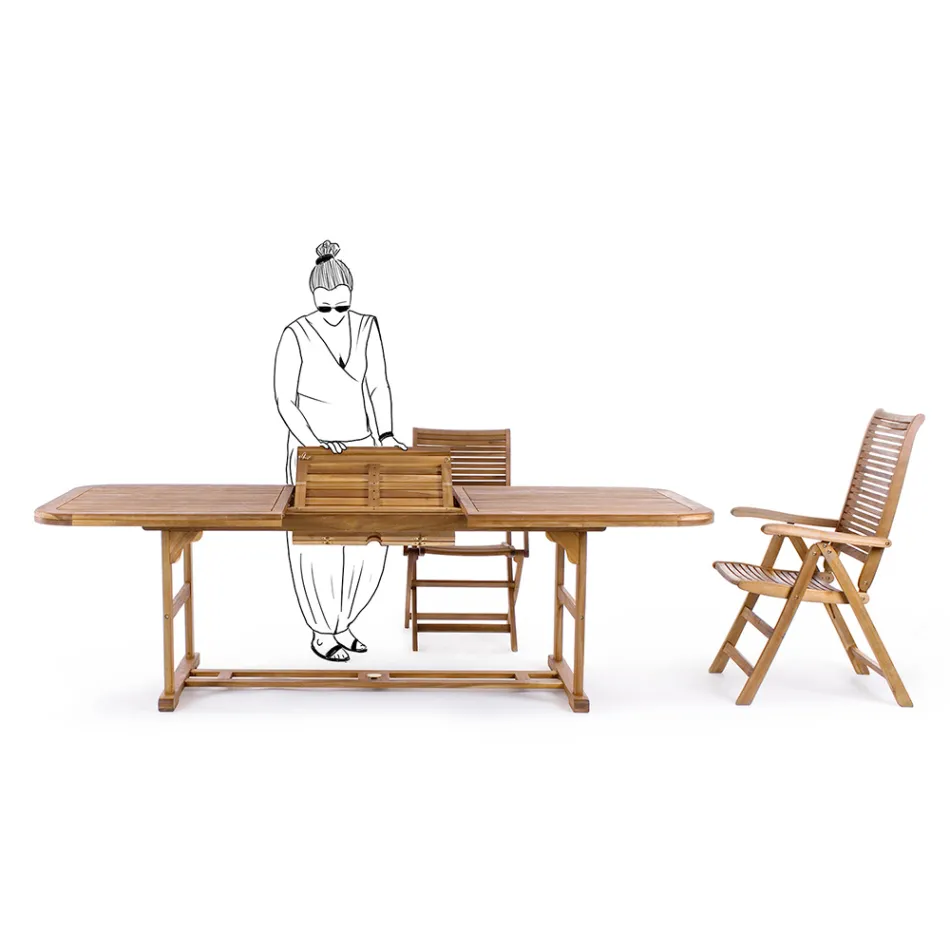 Rozkládací dřevěný zahradní stůl až do 240 cm, od Design - Roxen Viadurini