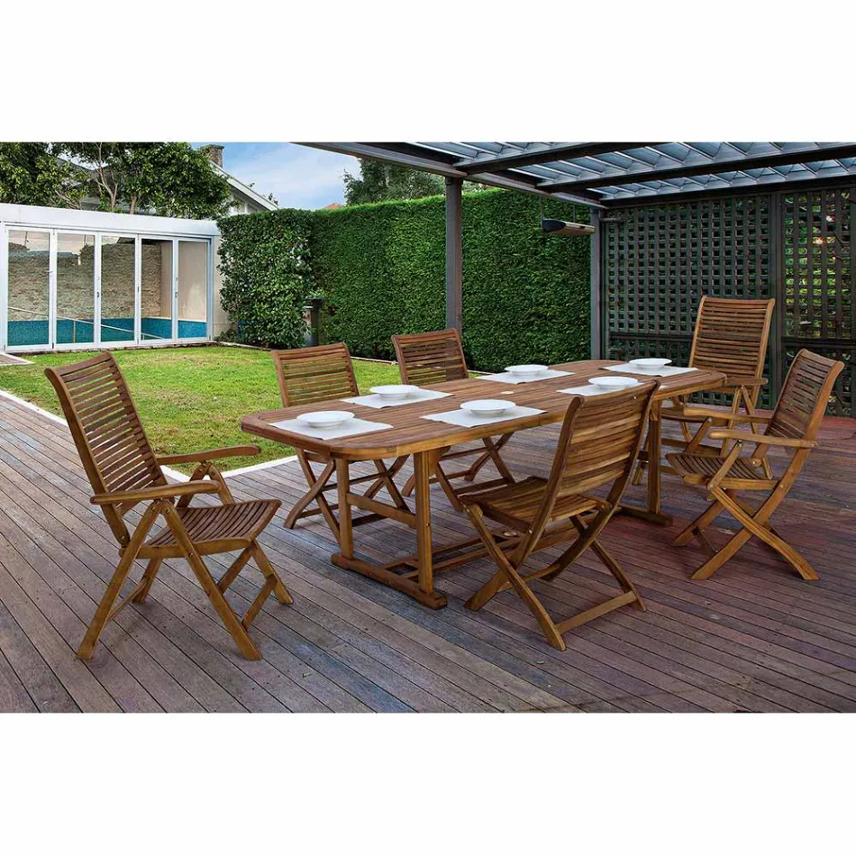 Rozkládací dřevěný zahradní stůl až do 240 cm, od Design - Roxen Viadurini