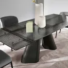 Rozkládací stůl až do 240 cm z čirého žebrovaného skla, vyrobený v Itálii - Talete Viadurini