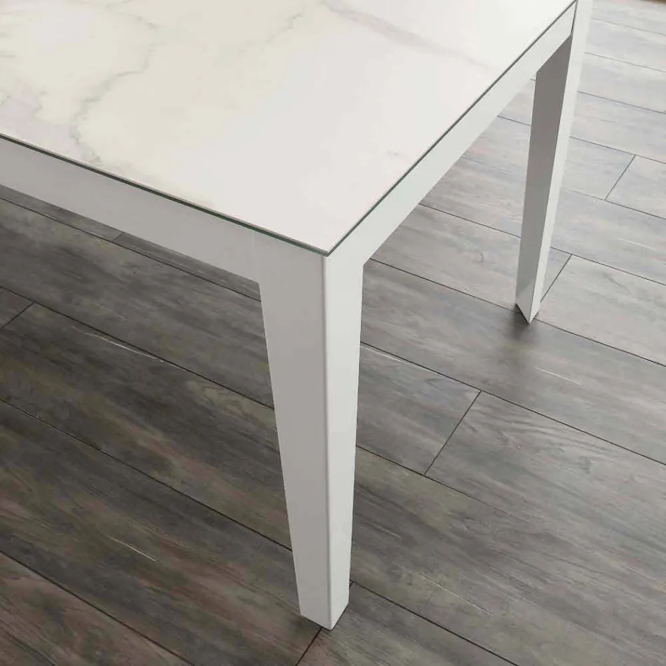 Rozkládací stůl až do 380 cm in vitro keramiky a kovu Cagliari Viadurini