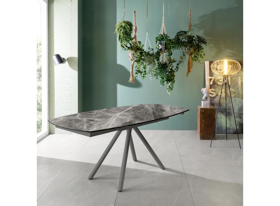 Rozkládací stůl až 180 cm z keramiky na sklo a kov - Lozzolo Viadurini