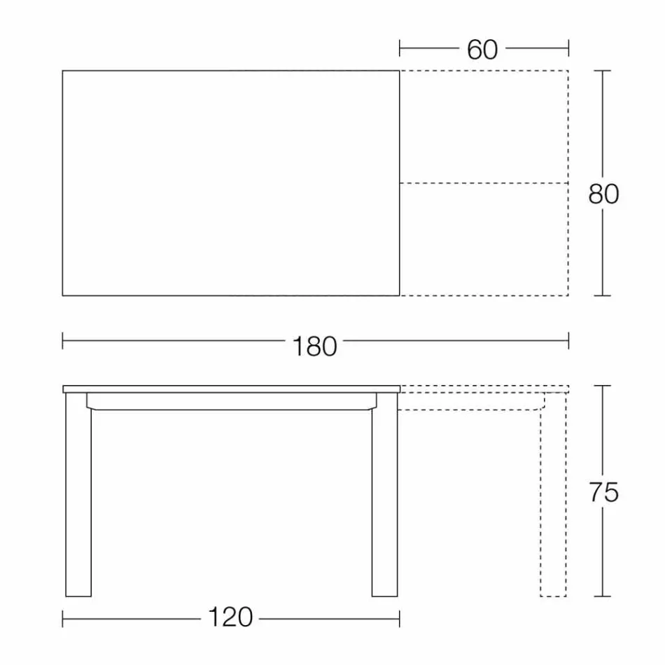 Roztažitelný stůl až 250 cm se skleněnou deskou vyrobené v Itálii - Pitagora Viadurini