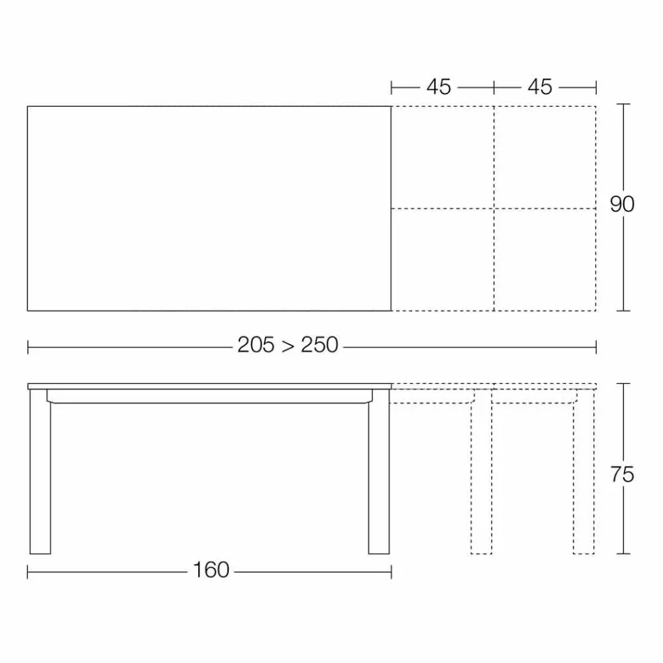 Roztažitelný stůl až 250 cm se skleněnou deskou vyrobené v Itálii - Pitagora Viadurini