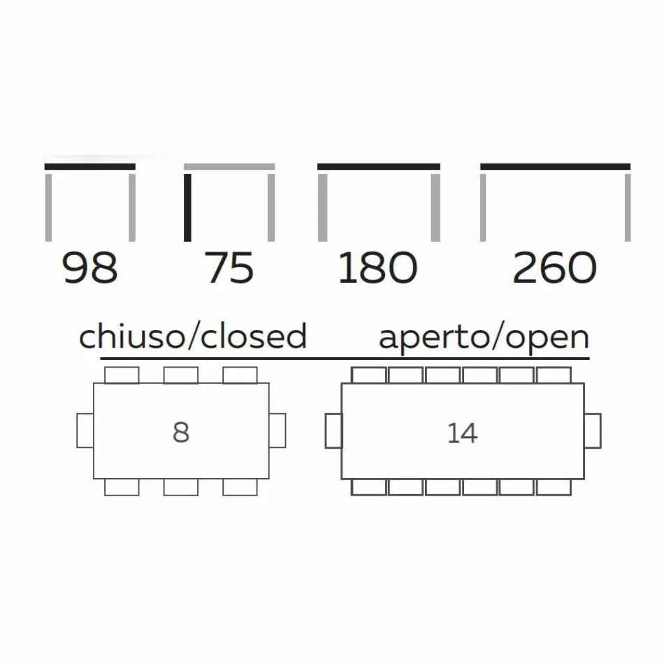 Roztažitelný stůl až do 260 cm z kameniny, mramoru a dřeva vyrobený v Itálii - Malita Viadurini