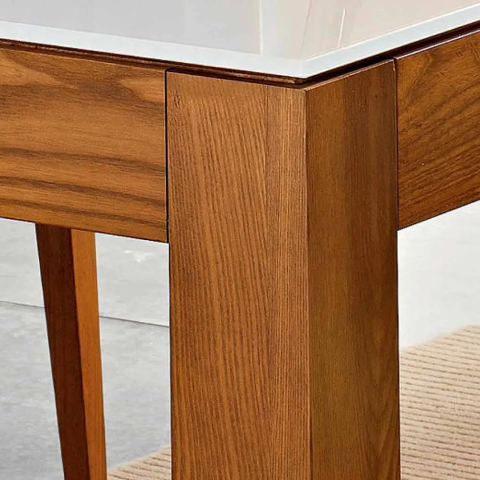 Rozkládací stůl až do 270 cm ve skle a jasanu Vyrobeno v Itálii - Homer Viadurini