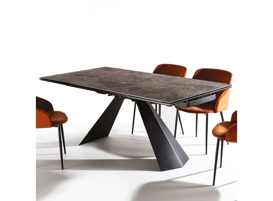 Rozkládací stůl Až 280 cm z oceli a matného keramického skla - Viterbo Viadurini