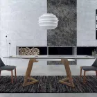 Rozkládací stůl až na 280 cm ze skla a dýhovaného dřeva – Eugrafo Viadurini