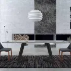 Rozkládací stůl až na 280 cm ze skla a dýhovaného dřeva – Eugrafo Viadurini