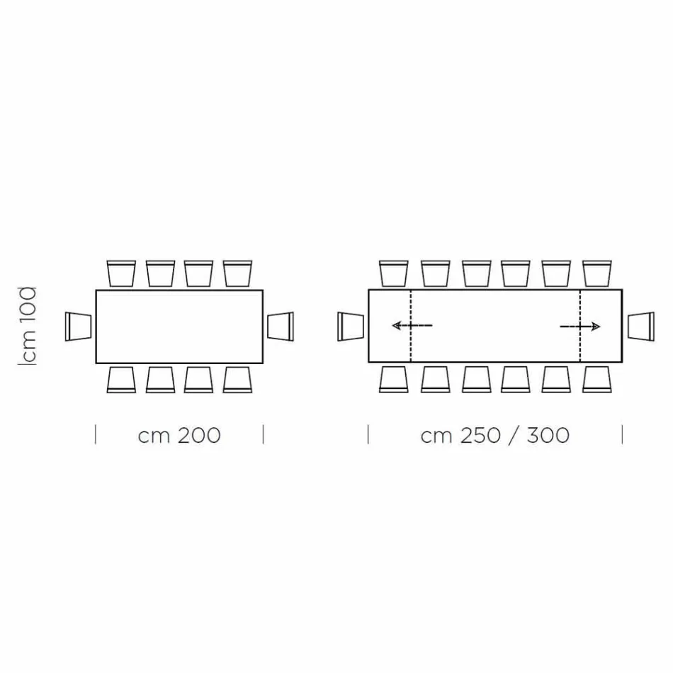 Rozkládací stůl Až 300 cm z Fenix a oceli Made in Italy - Settimmio Viadurini