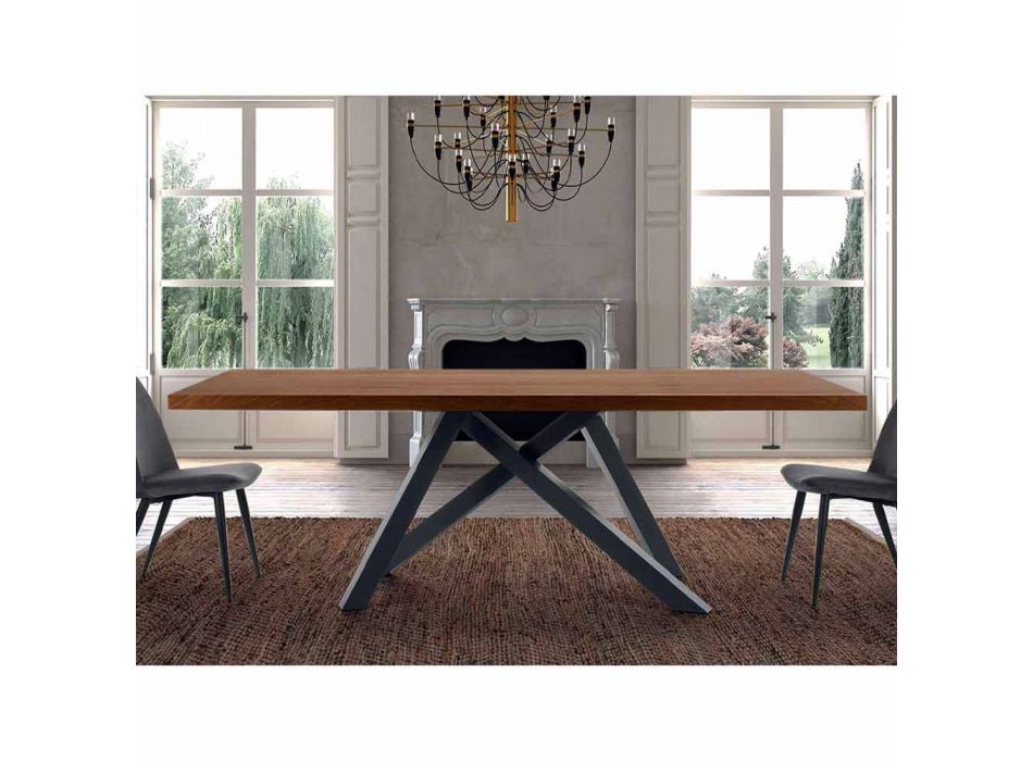 Rozkládací stůl až do 300 cm ze dřeva a oceli Made in Italy - Settimmio Viadurini