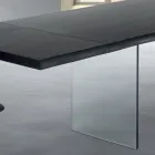 Rozkládací stůl až na 300 cm z dýhovaného dřeva a skla - slza Viadurini