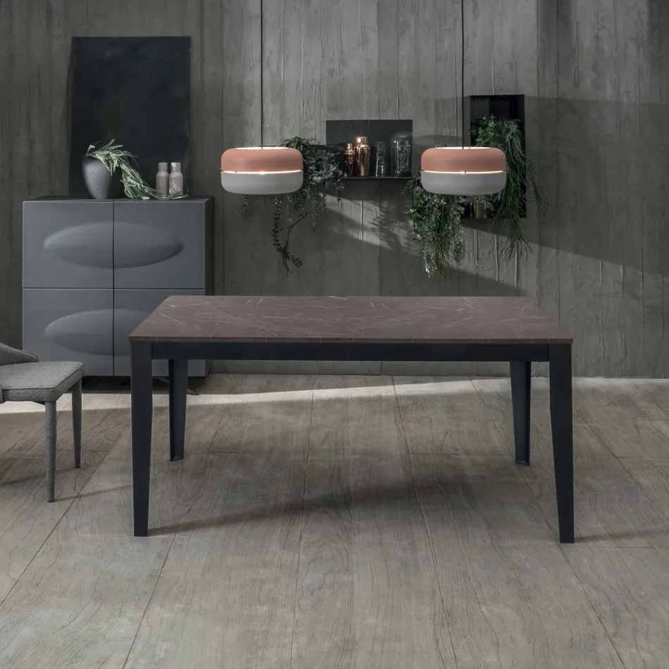 Rozkládací stůl až do 316 cm z melaminu a kovového podstavce - Kadidlo Viadurini