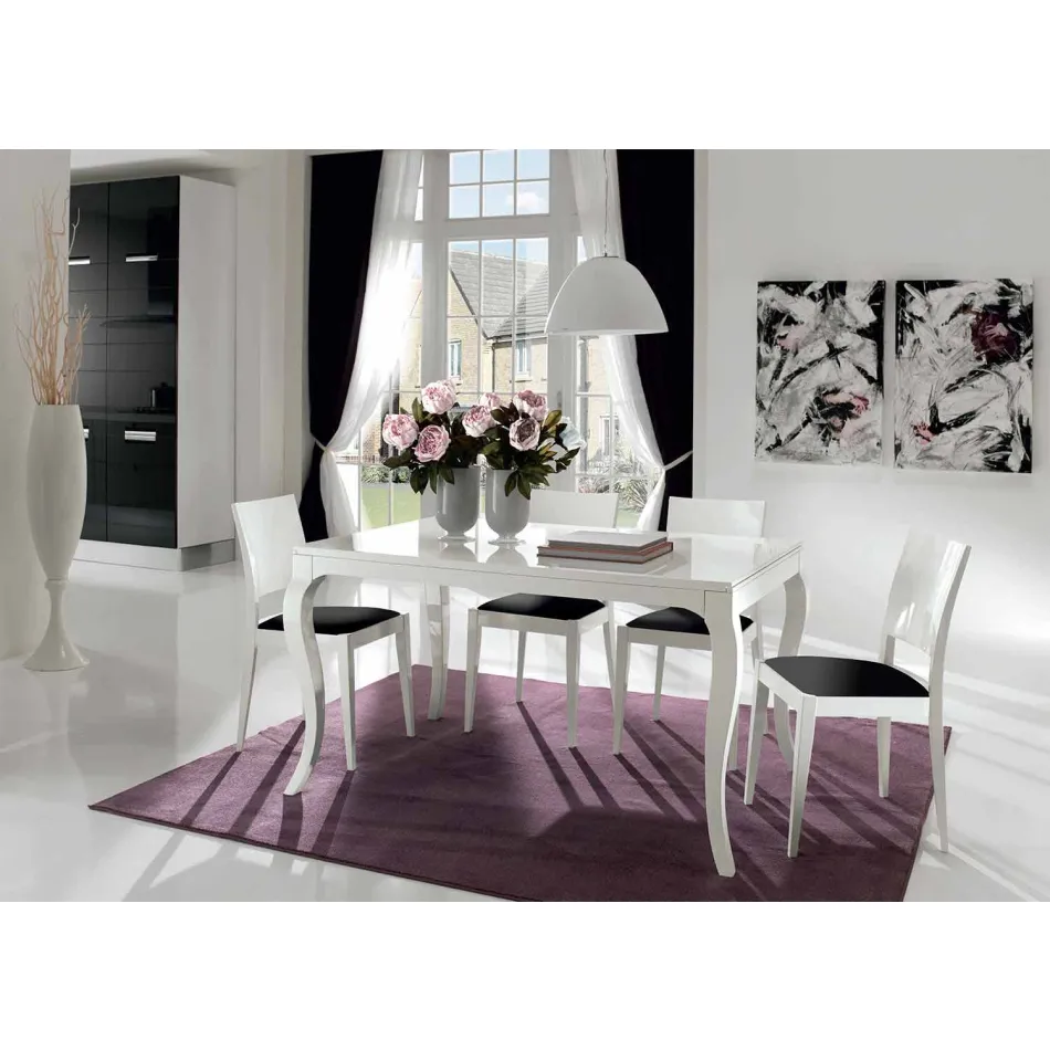 Rozkládací stůl až 350 cm v lesklé bílé Tanganika Walnut, Leomas Viadurini