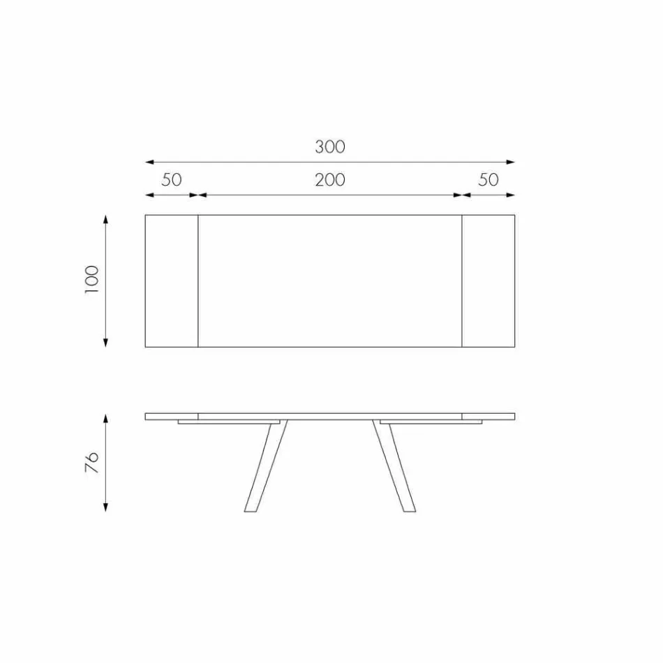 Prodlužitelný dubový dýhový stůl a Travis black metal Viadurini