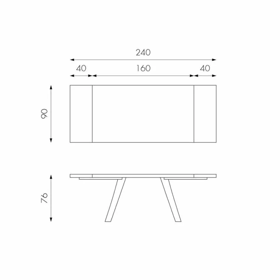 Prodlužitelný dubový dýhový stůl a Travis black metal Viadurini