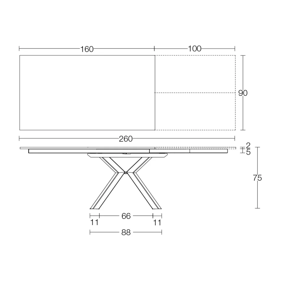 Rozkládací stůl z leštěné černé keramiky Calacatta Starlit - Balia Viadurini