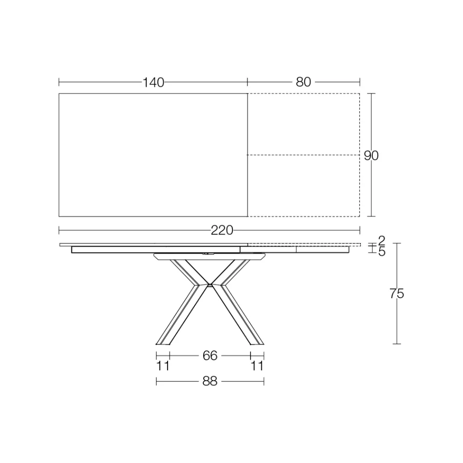 Rozkládací stůl z leštěné černé keramiky Calacatta Starlit - Balia Viadurini