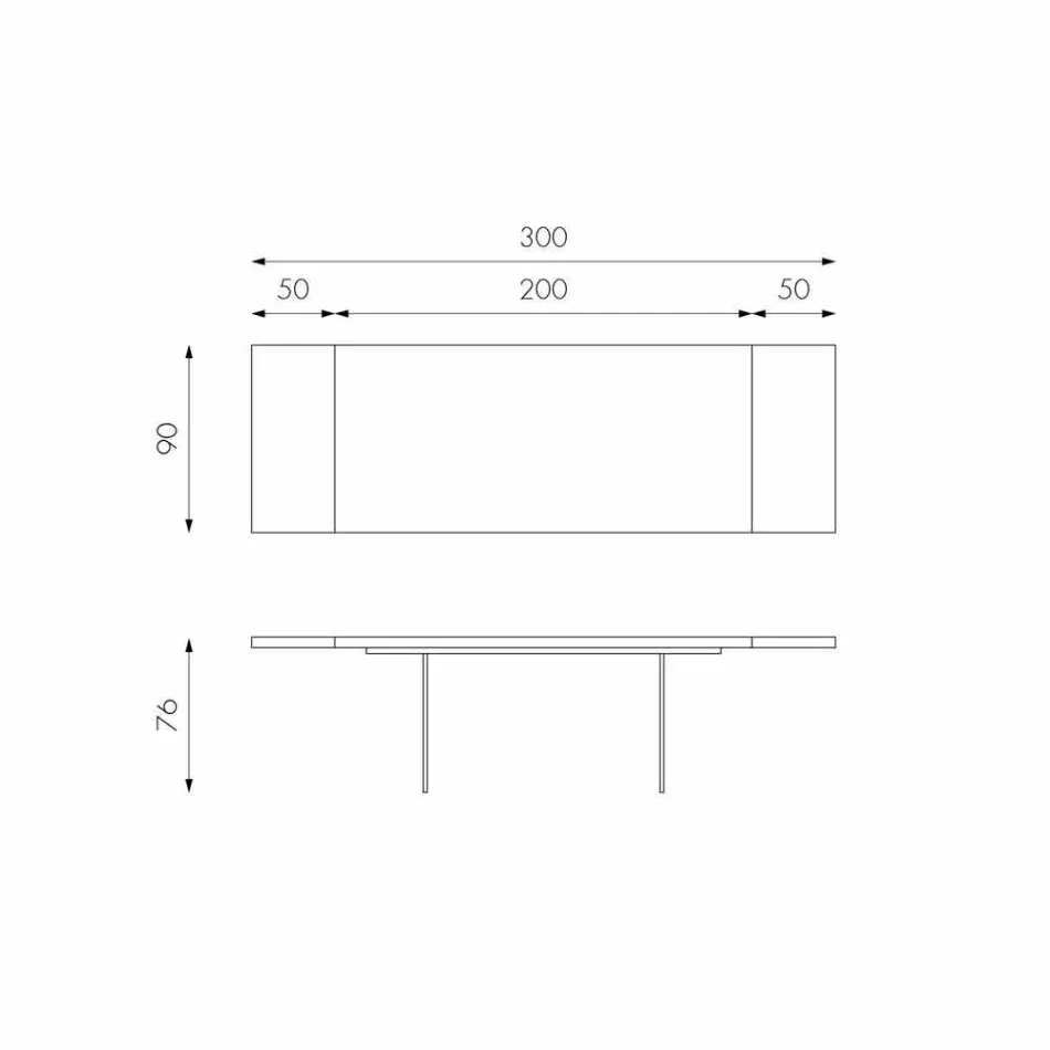 Rozkládací stůl v dubové dýze s skleněnými nohami Nico Viadurini