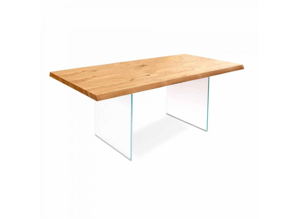 Rozkládací stůl v dubové dýze s skleněnými nohami Nico Viadurini