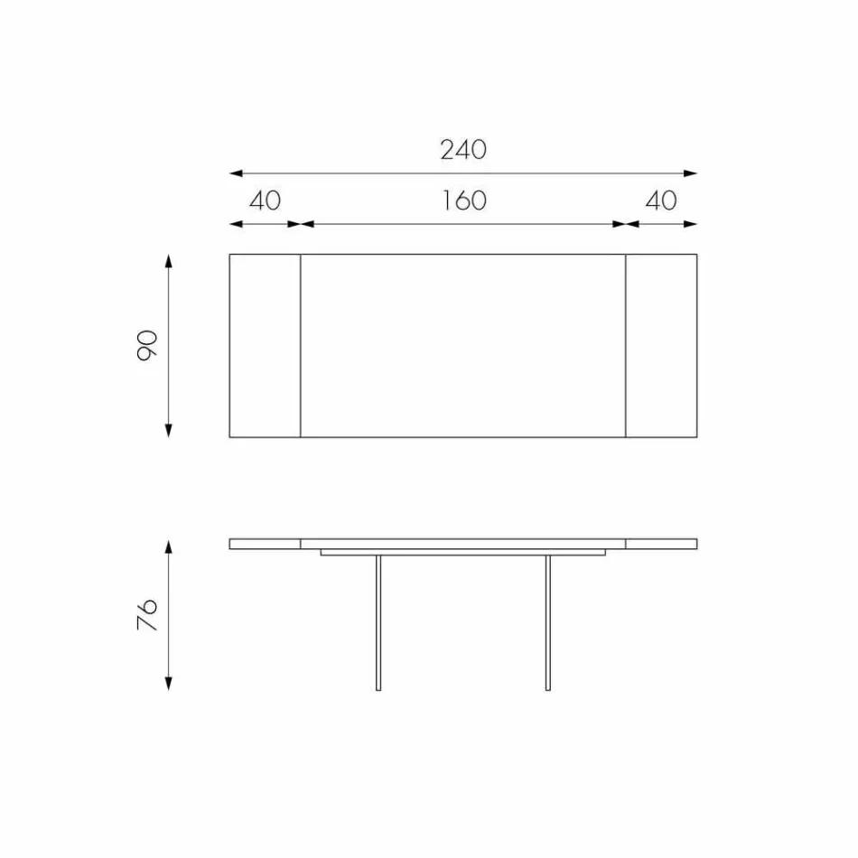 Rozkládací stůl v dubové dýze s skleněnými nohami Nico Viadurini