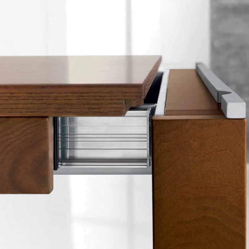 Rozkládací stůl v Ash Woodu s postranními pásy v Ash - Ketla Viadurini