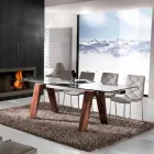 Prodloužení stolu z masivního dřeva a tvrzeného skla Chad Viadurini