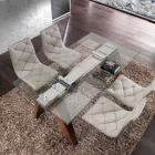 Prodloužení stolu z masivního dřeva a tvrzeného skla Chad Viadurini