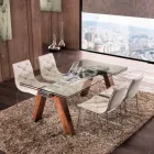 Prodloužení stolu z masivního dřeva a tvrzeného skla Chad Viadurini