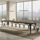 Rozkládací stůl z melaminového dřeva a antracitové železné podložky - Sassone Viadurini