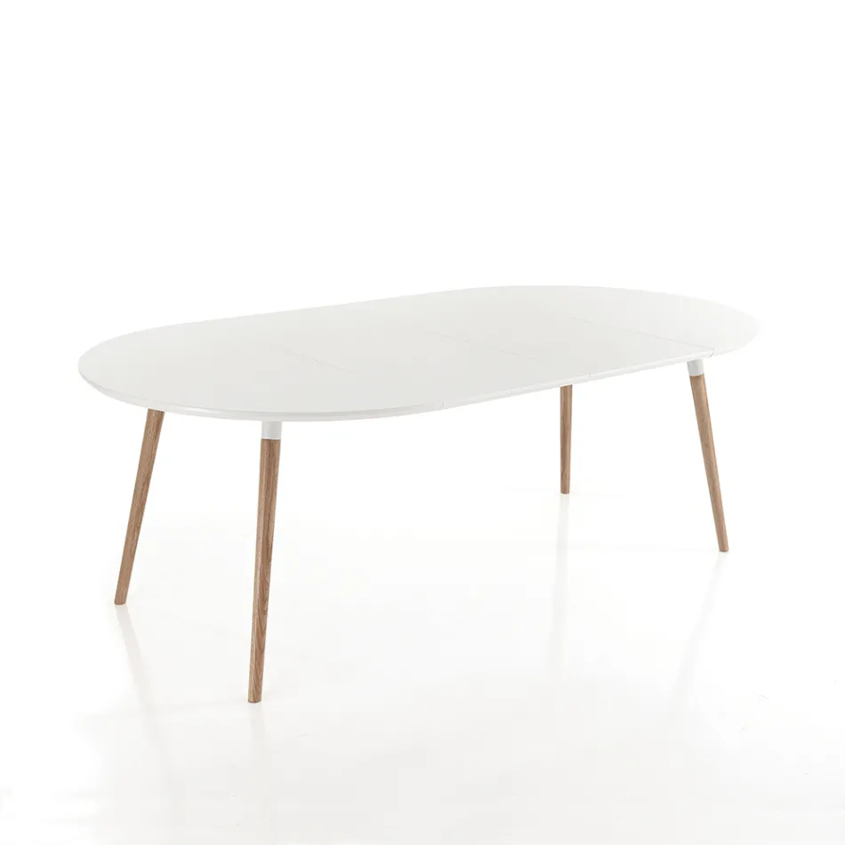 Roztahovací stůl ve dřevě, matná bílá podlaha Ian Viadurini