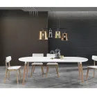 Roztahovací stůl ve dřevě, matná bílá podlaha Ian Viadurini