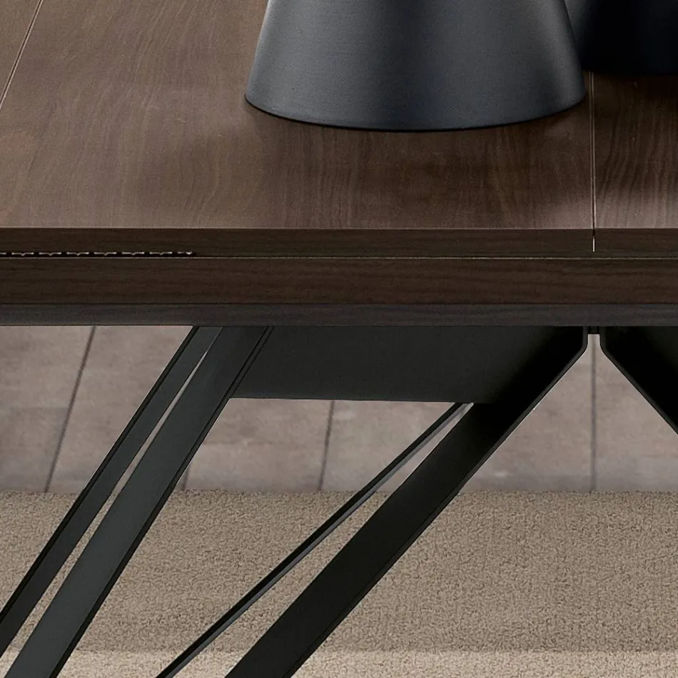 Rozkládací skládací stůl z kovu a melaminu Made in Italy - Meluso Viadurini