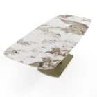 Rozkládací stůl z kovu a keramiky v povrchové úpravě onyx mramor - Marche Viadurini