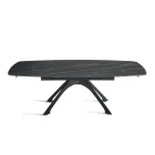 Rozkládací kovový stůl s porcelánovou deskou s mramorovým efektem - Vittorio Viadurini