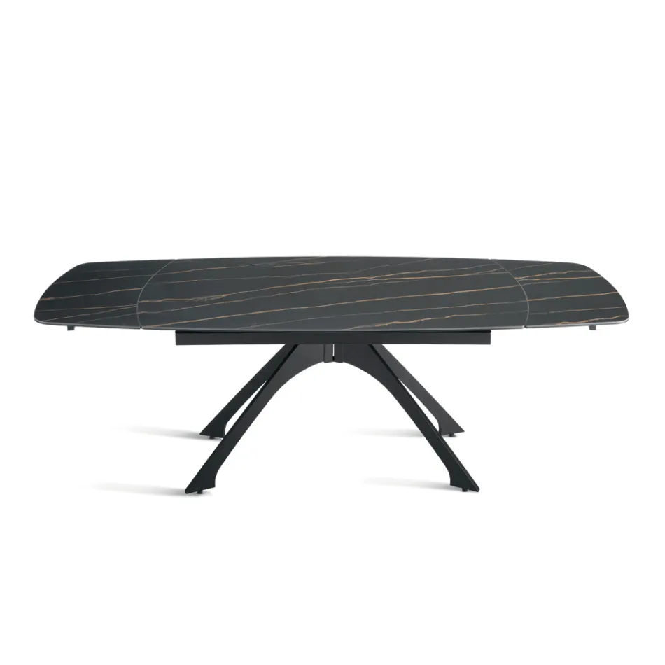Rozkládací kovový stůl s porcelánovou deskou s mramorovým efektem - Vittorio Viadurini