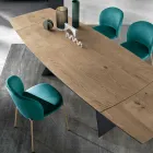 Rozkládací stůl z dubové dýhy a lakované kovové základny - Milo Viadurini