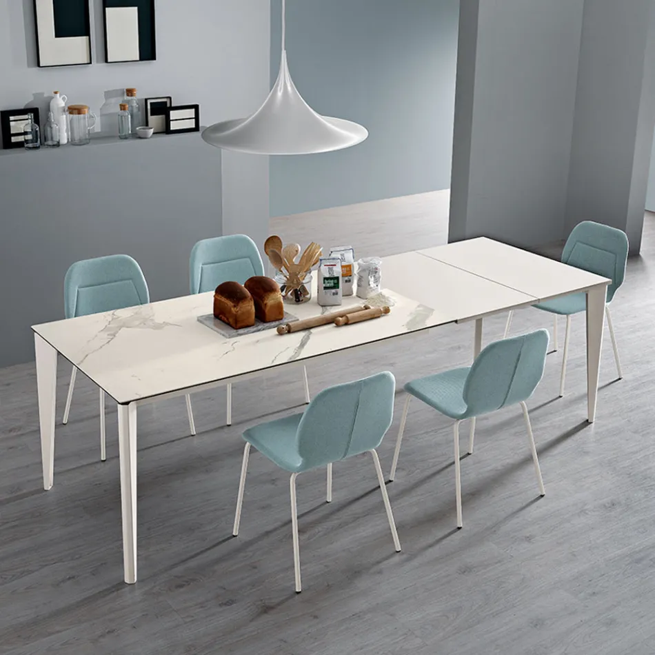 Rozkládací stůl ze sklokeramiky a kovové základny v různých povrchových úpravách - Ariel Viadurini