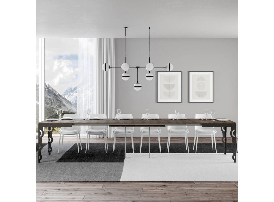 Moderní rozkládací stůl z melaminového dřeva a železné spodní desky - Marella Viadurini