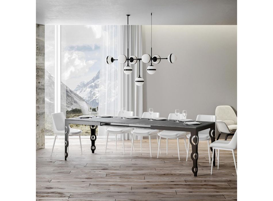 Moderní rozkládací stůl z melaminového dřeva a železné spodní desky - Marella Viadurini