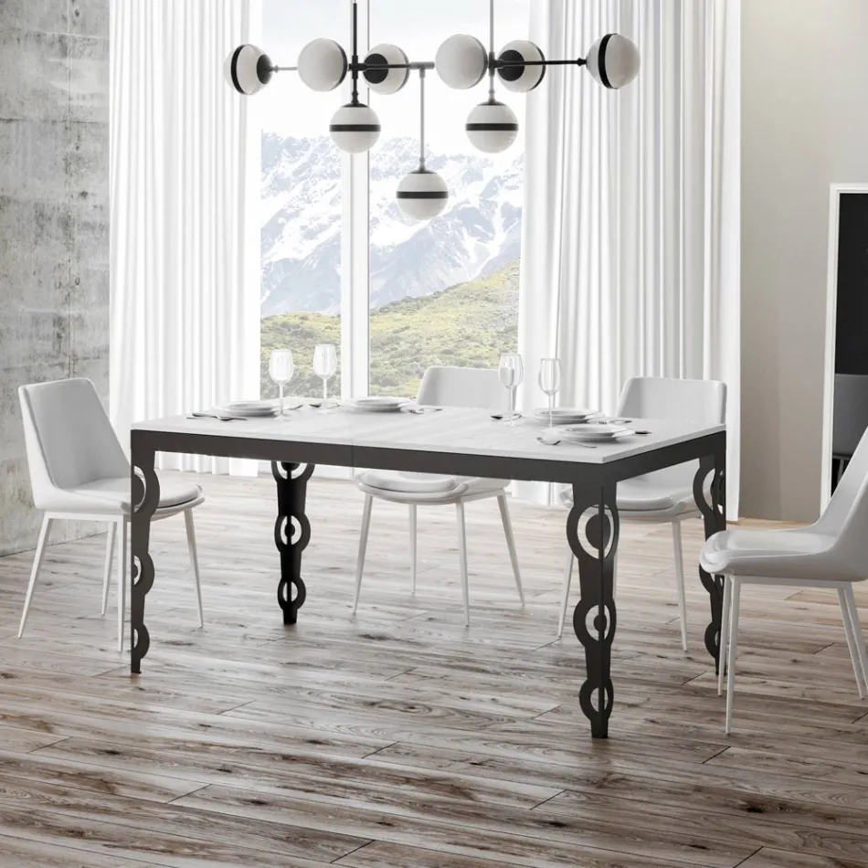 Moderní rozkládací stůl z melaminového dřeva a železné spodní desky - Marella Viadurini