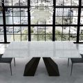 Moderní rozšiřitelný stůl ve skle a oceli 14 míst v Itálii - Dalmata