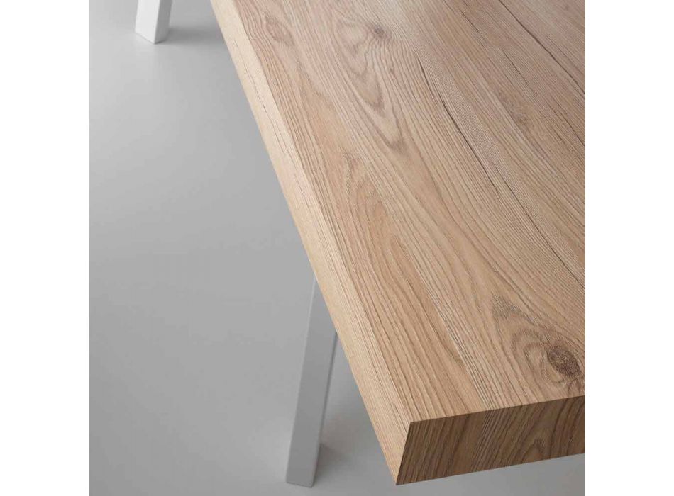 Moderní výsuvný stůl, horní deska z masivu - Tricerro Viadurini