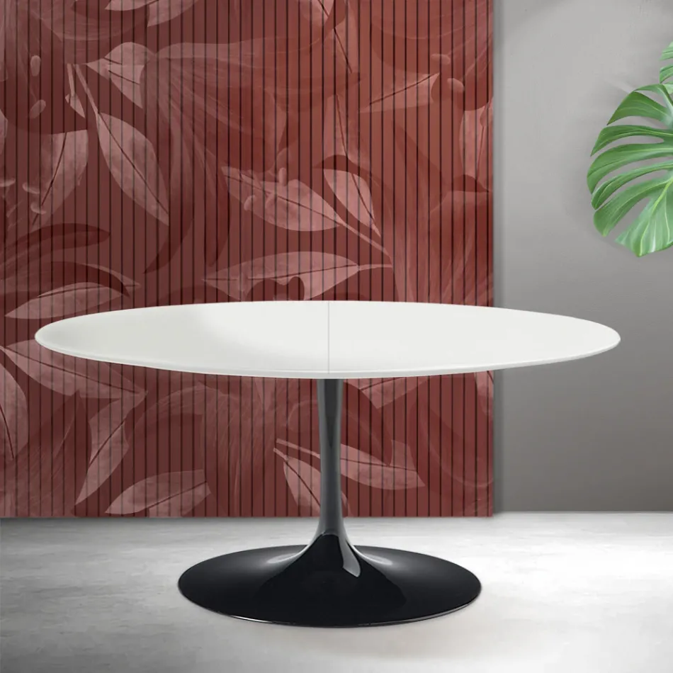 Rozkládací stůl Saarinen Tulip V 74 cm, bílá keramika Florim - šarlatová Viadurini