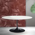 Rozkládací stůl Saarinen Tulip V 74 cm, bílá keramika Florim - šarlatová