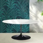 Rozkládací stůl Saarinen Tulip V 74 cm, leskle bílá keramika Florim - Scarlet Viadurini