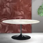 Rozkládací stůl Saarinen Tulip V 74 cm, keramika Florim Calacatta Gold Matt - Scarlet Viadurini